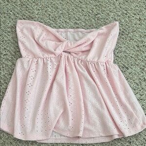Forever 21 Pink Smocked Tie Front Blouse